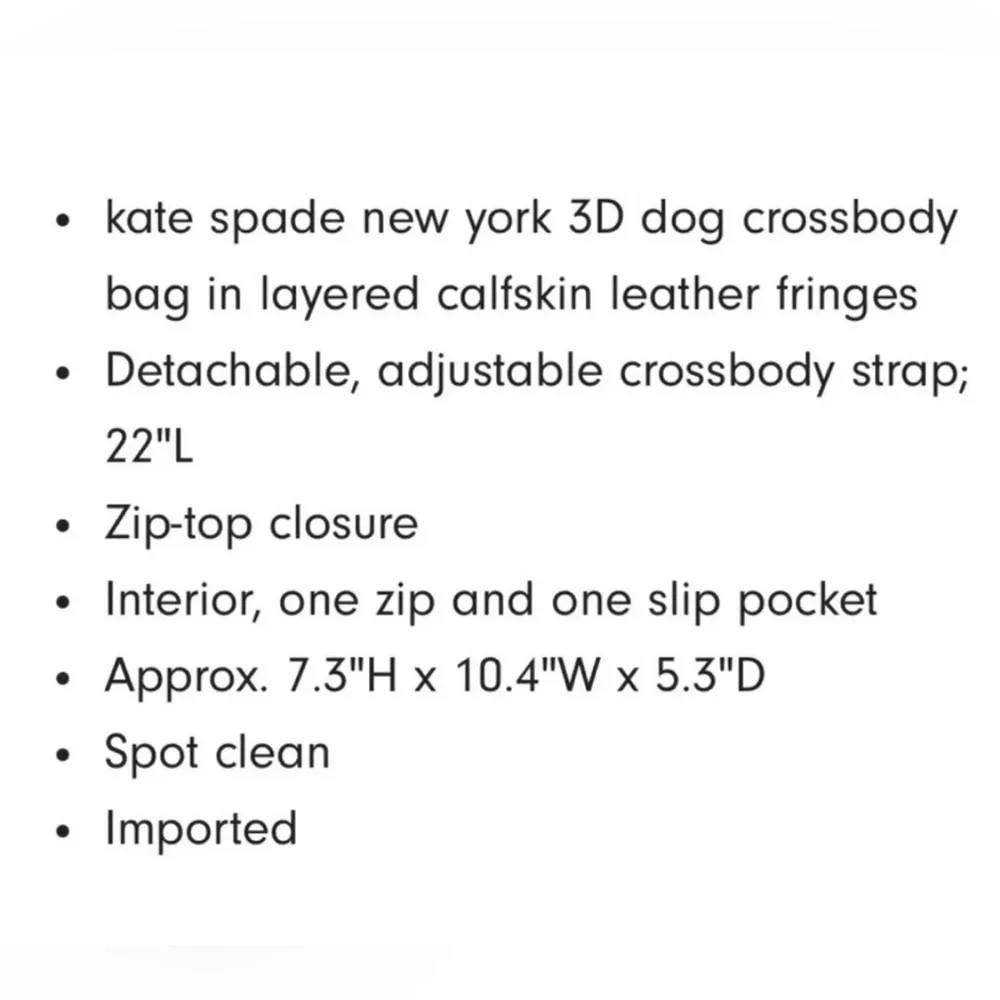 NWT Kate Spade 3D Shaggy Dog Crossbody Purse